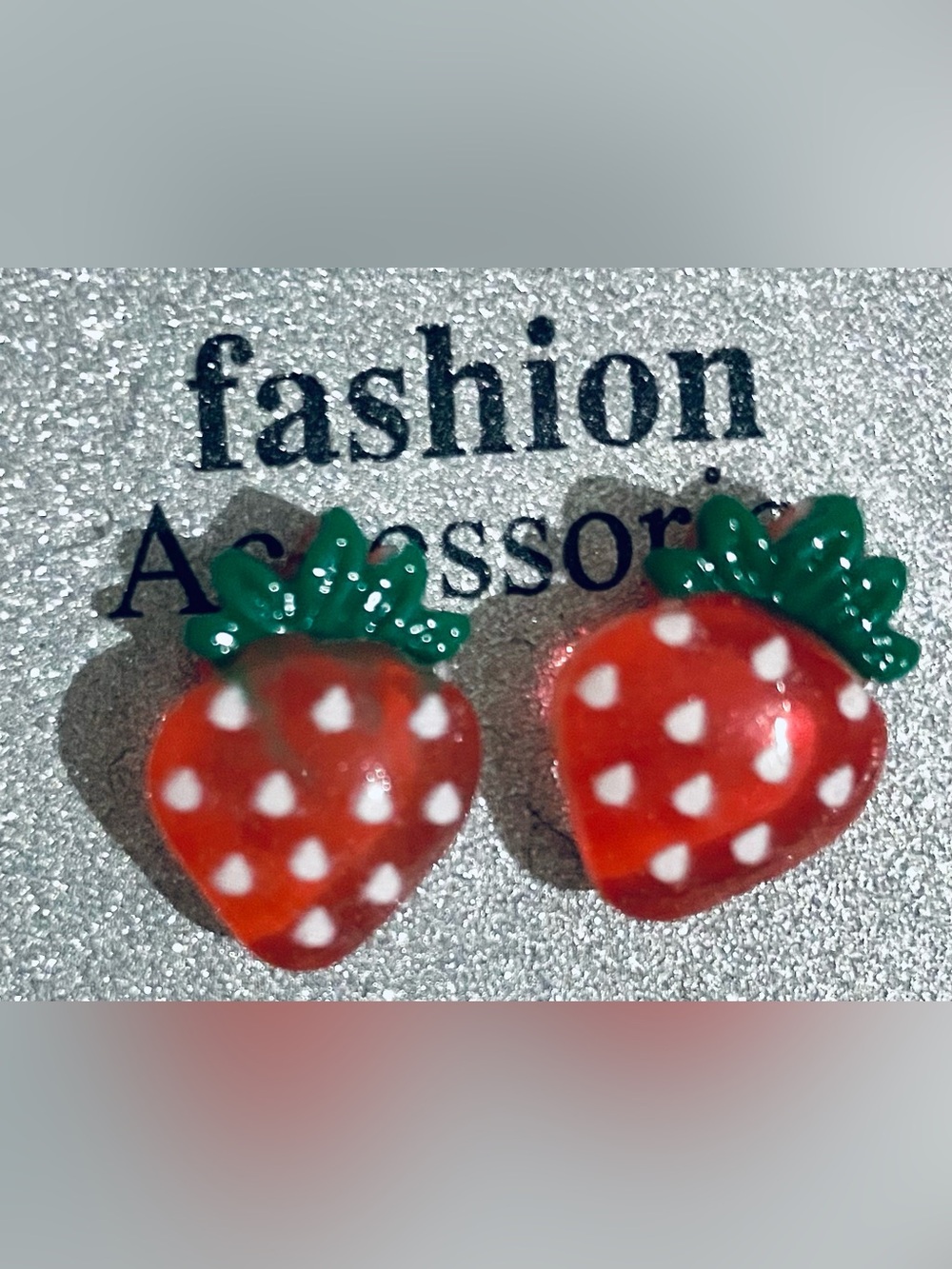 Fashion Strawberry Stud Earrings - Red & Green